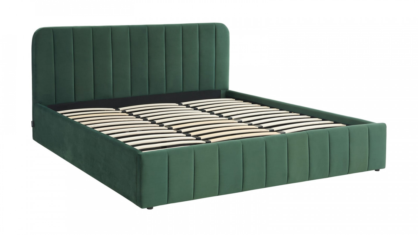 Lit coffre adulte AVA 180x200 - Velours vert