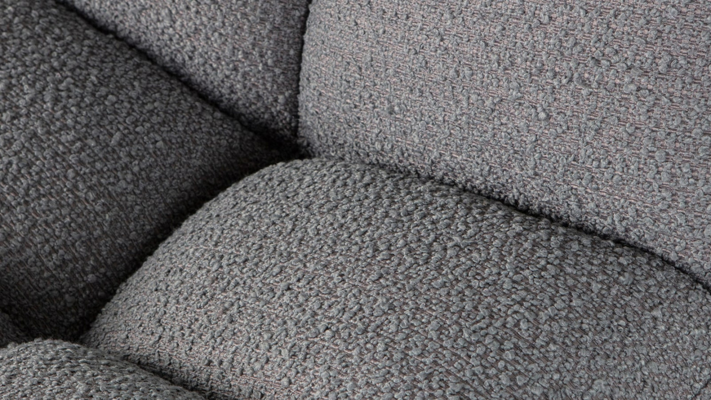 Fauteuil pivotant en tissu bouclé gris anthracite