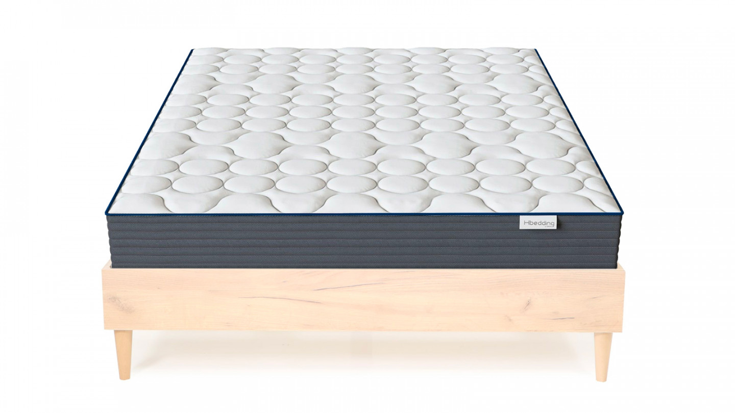 Ensemble lit Paco effet chêne 140x190 + Matelas à mémoire de forme Mémo HR 22cm