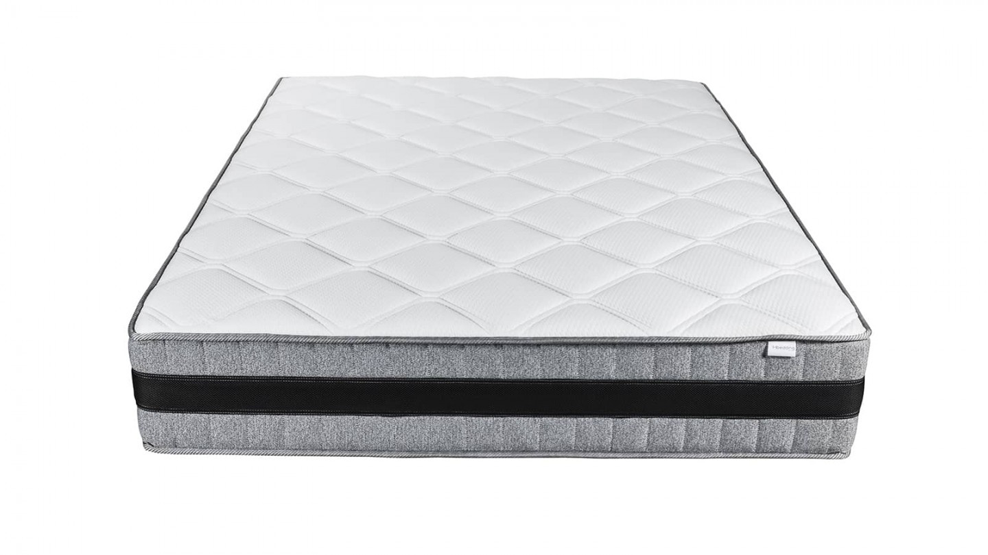 Ensemble Lit Dina en tissu gris clair 160x200 cm + Matelas à mémoire de forme Mémo luxe 25 cm