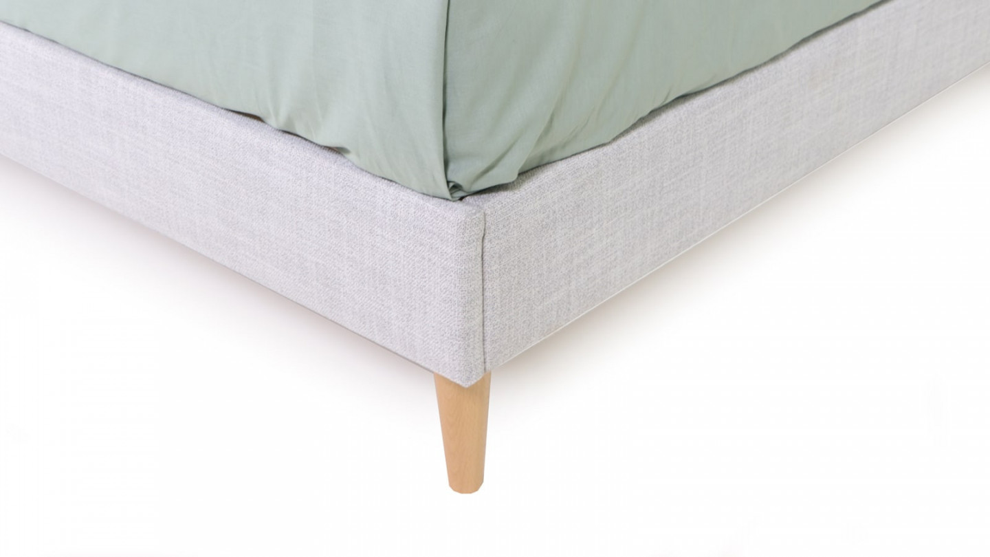 Ensemble Lit Dina en tissu gris clair 160x200 cm + Matelas à mémoire de forme Mémo luxe 25 cm