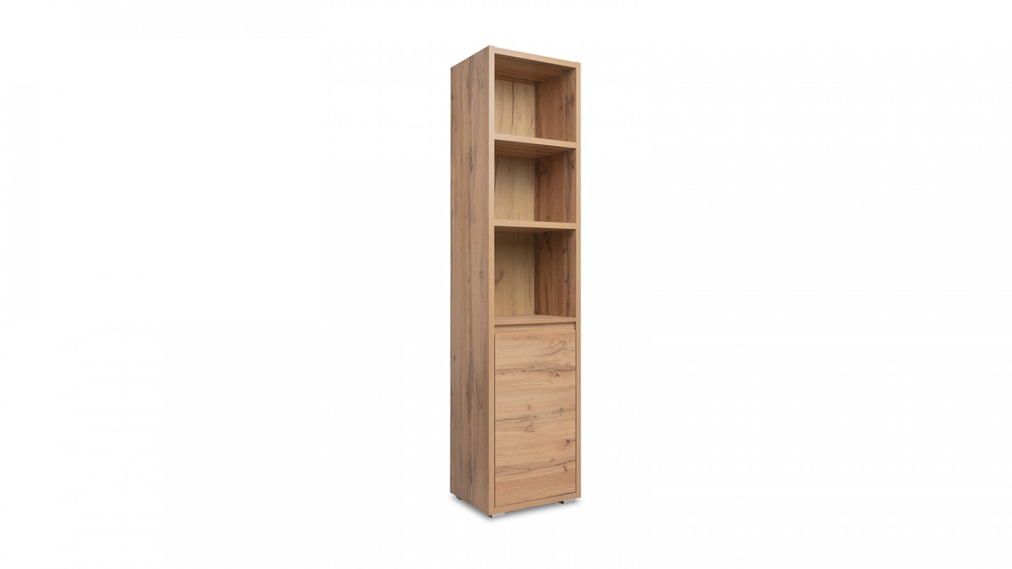 Bibliothèque 1 porte 3 niches effet chêne 45 cm - Medea