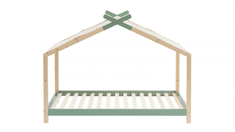 Lit cabane 90x190 en pin massif vert avec sommier - Charly