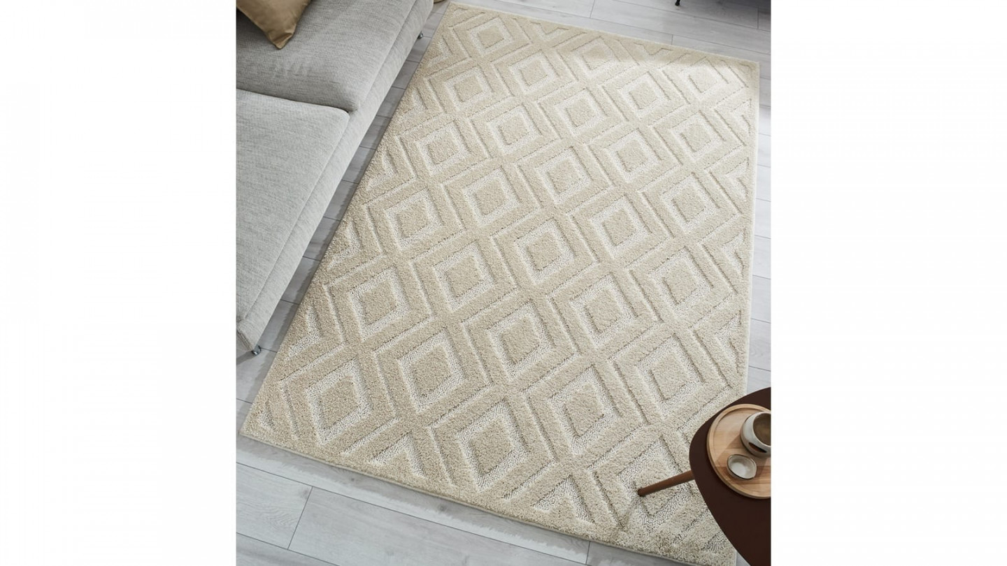 Tapis relief crème160x230 - Aurora