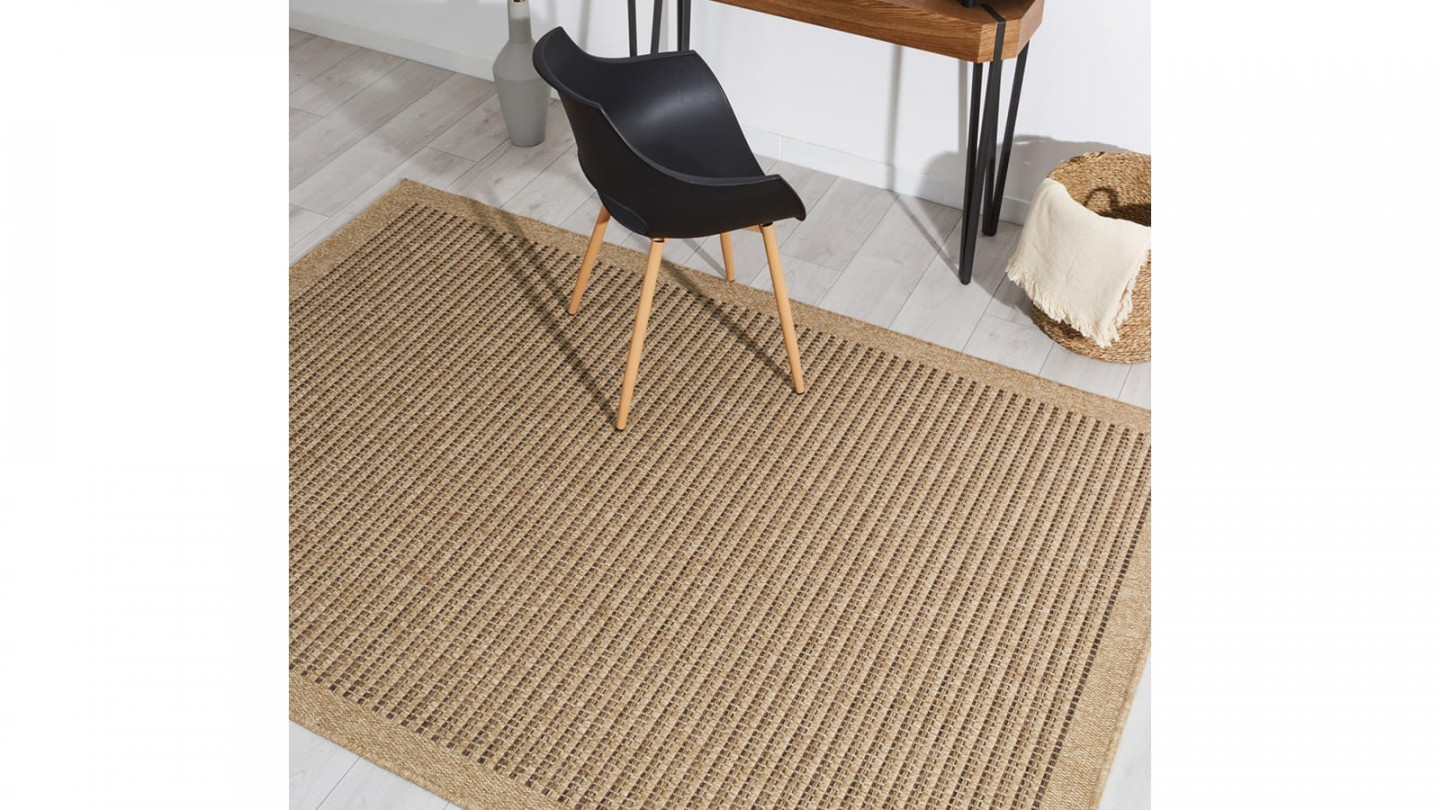 Tapis aspect Jute marron 200x290 - Calie