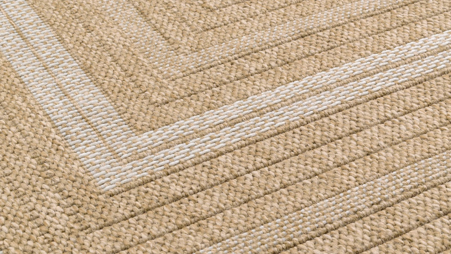 Tapis aspect Jute naturel avec motifs blanc 80x150 - Gaia