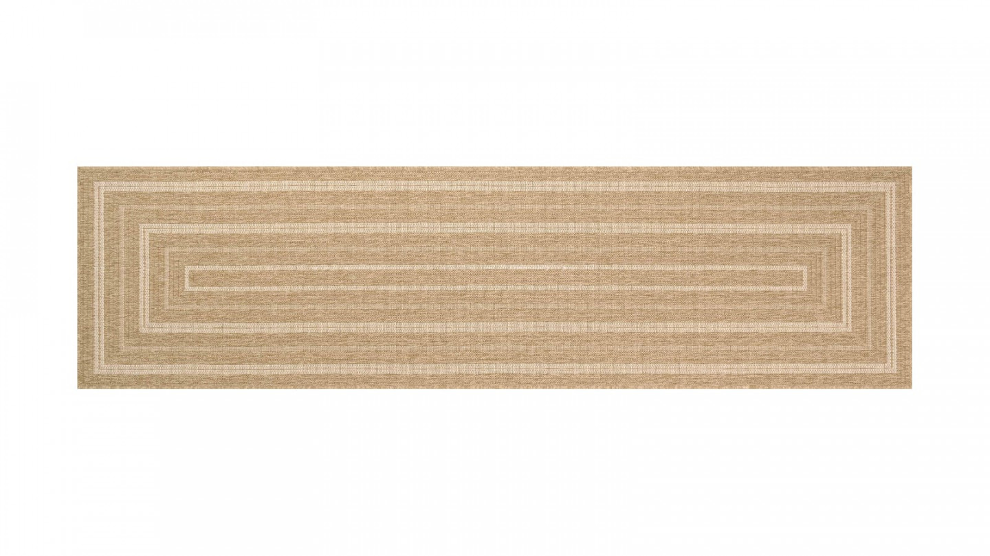 Tapis aspect Jute naturel avec motifs blanc 80x300 - Gaia