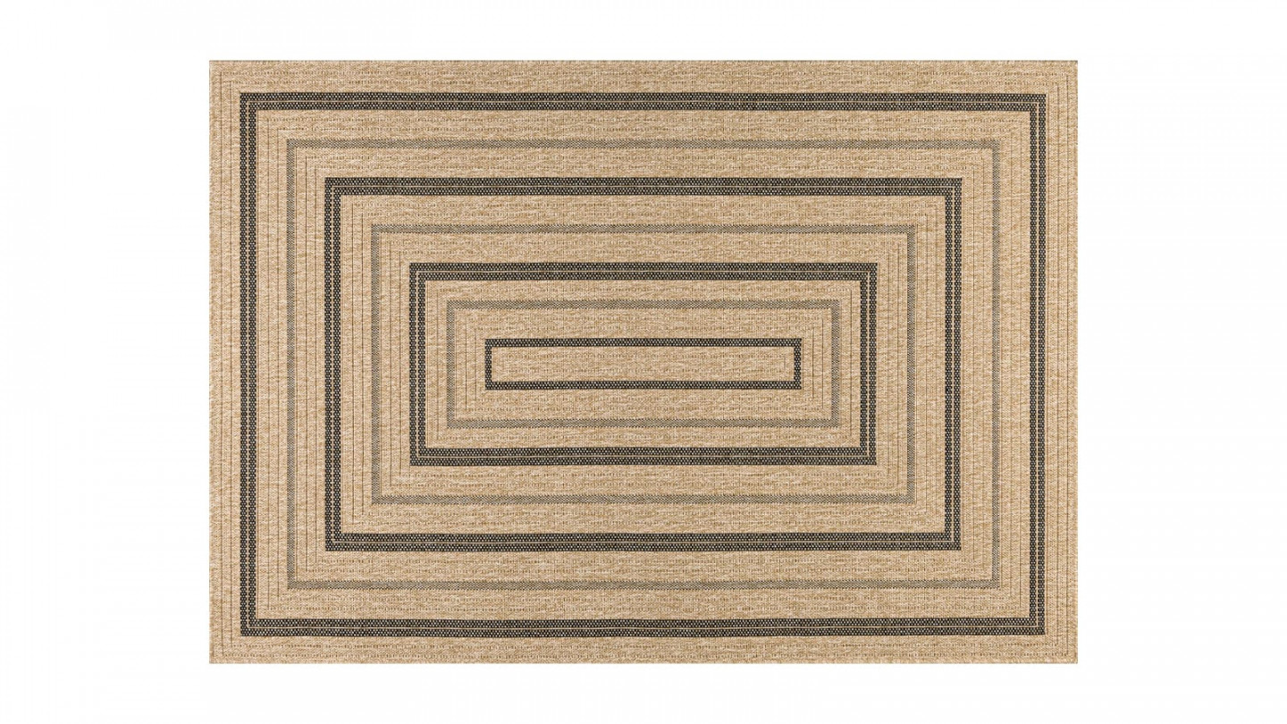 Tapis aspect Jute naturel avec motifs noir 160x230 - Gaia