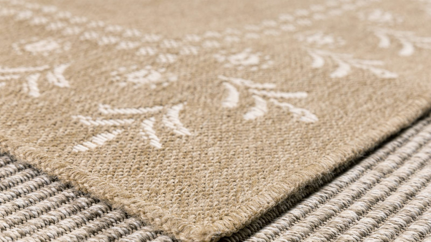 Tapis aspect Jute naturel avec motif blanc 200x290 - Isaura