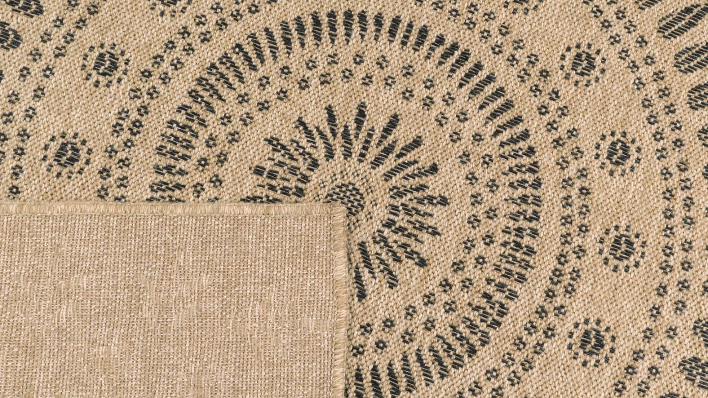 Tapis aspect Jute naturel avec motifs noir 160x230 - Isaura