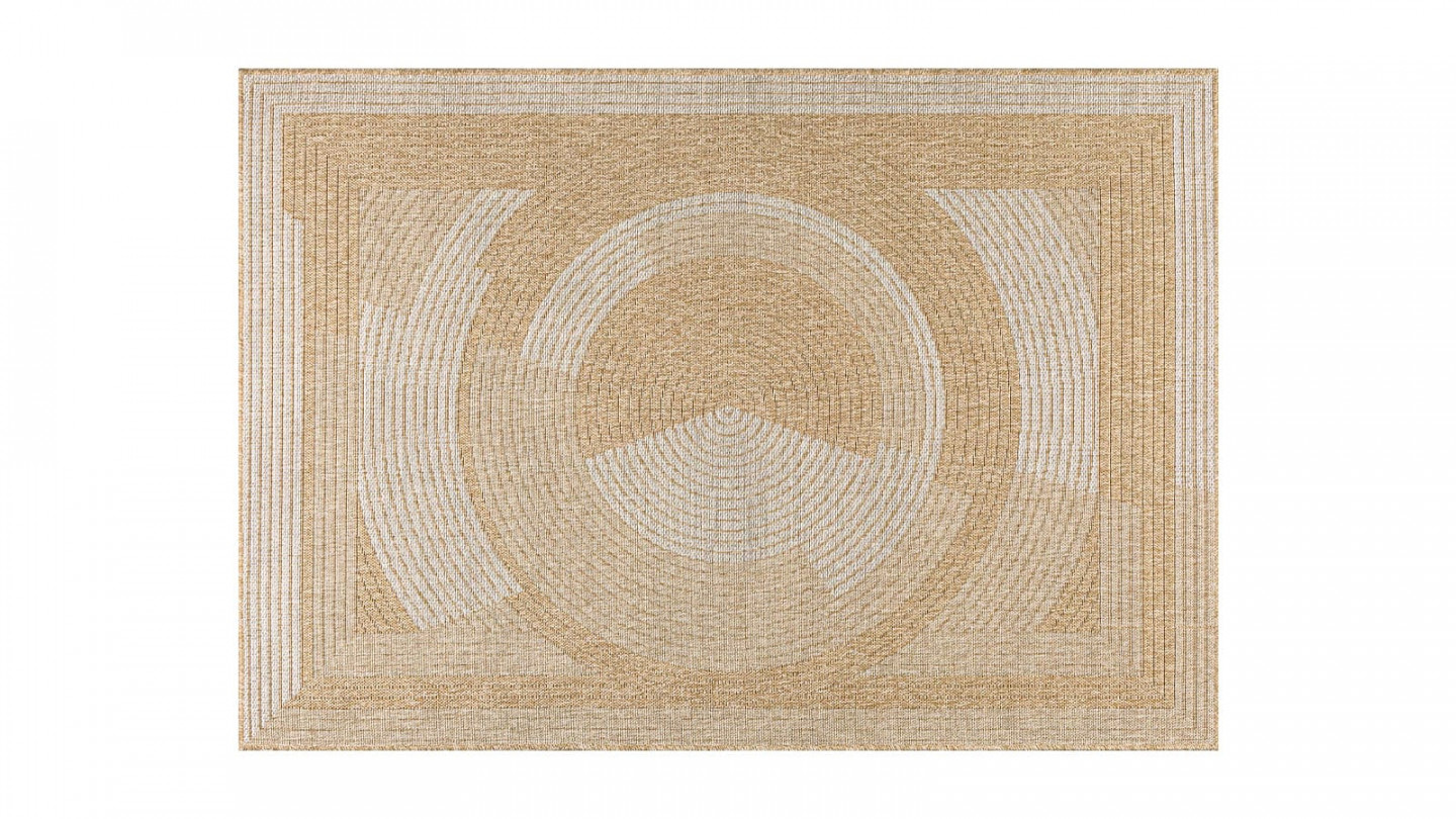 Tapis aspect Jute naturel avec motif blanc 160x230 - Noa