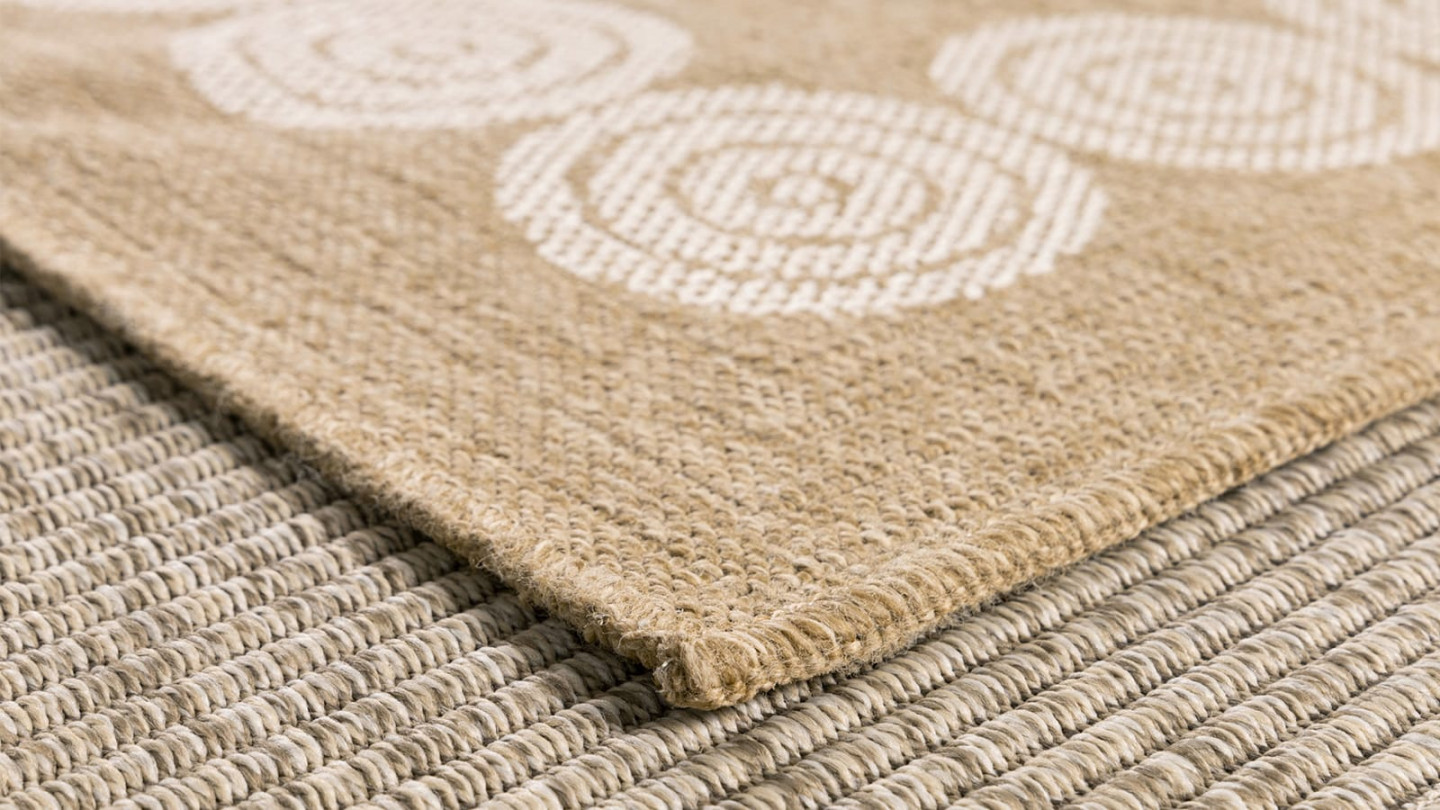 Tapis aspect Jute naturel avec motif blanc 160x230 - Tullia