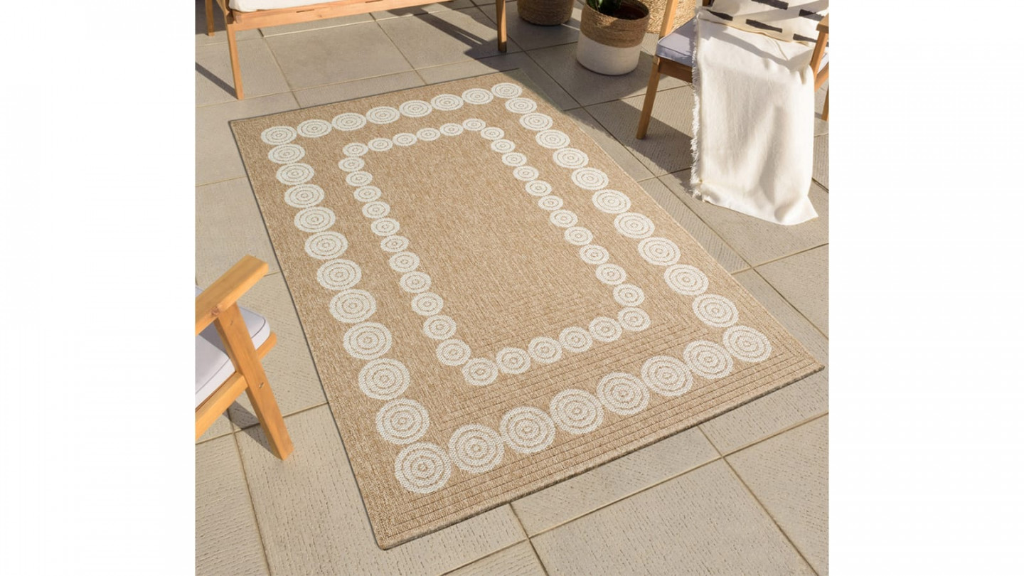 Tapis aspect Jute naturel avec motif blanc 160x230 - Tullia