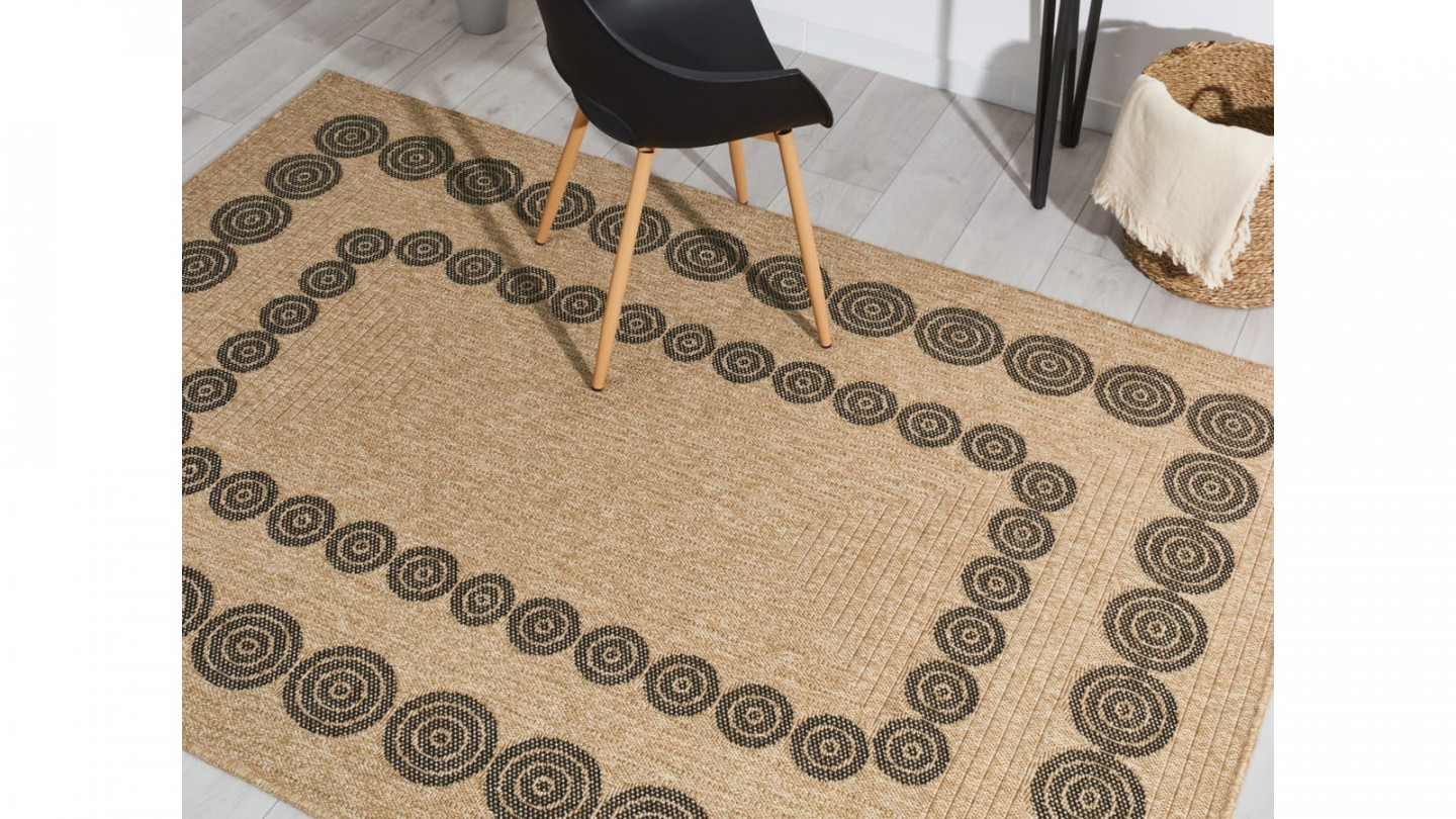 Tapis aspect Jute naturel avec motifs noir 160x230 - Tullia