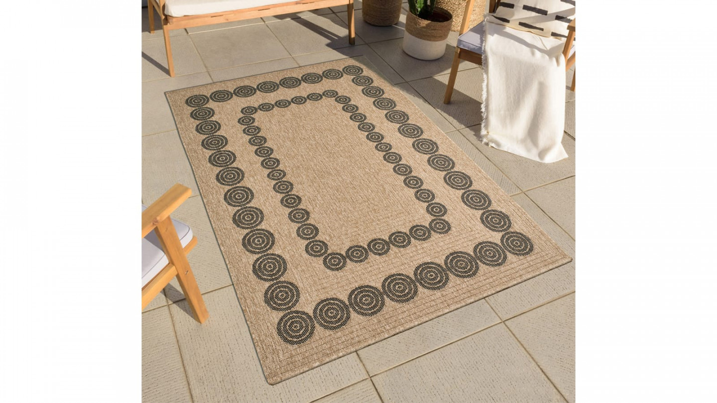 Tapis aspect Jute naturel avec motifs noir 160x230 - Tullia