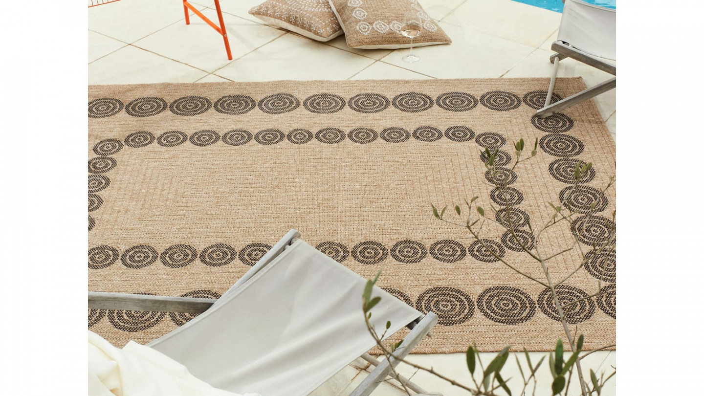 Tapis aspect Jute naturel avec motifs noir 160x230 - Tullia