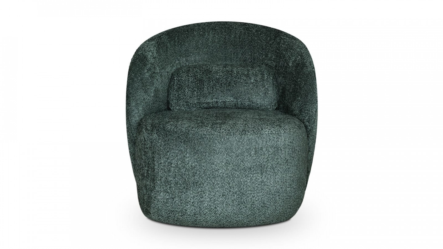 Fauteuil en tissu bouclette vert foncé - Rondo