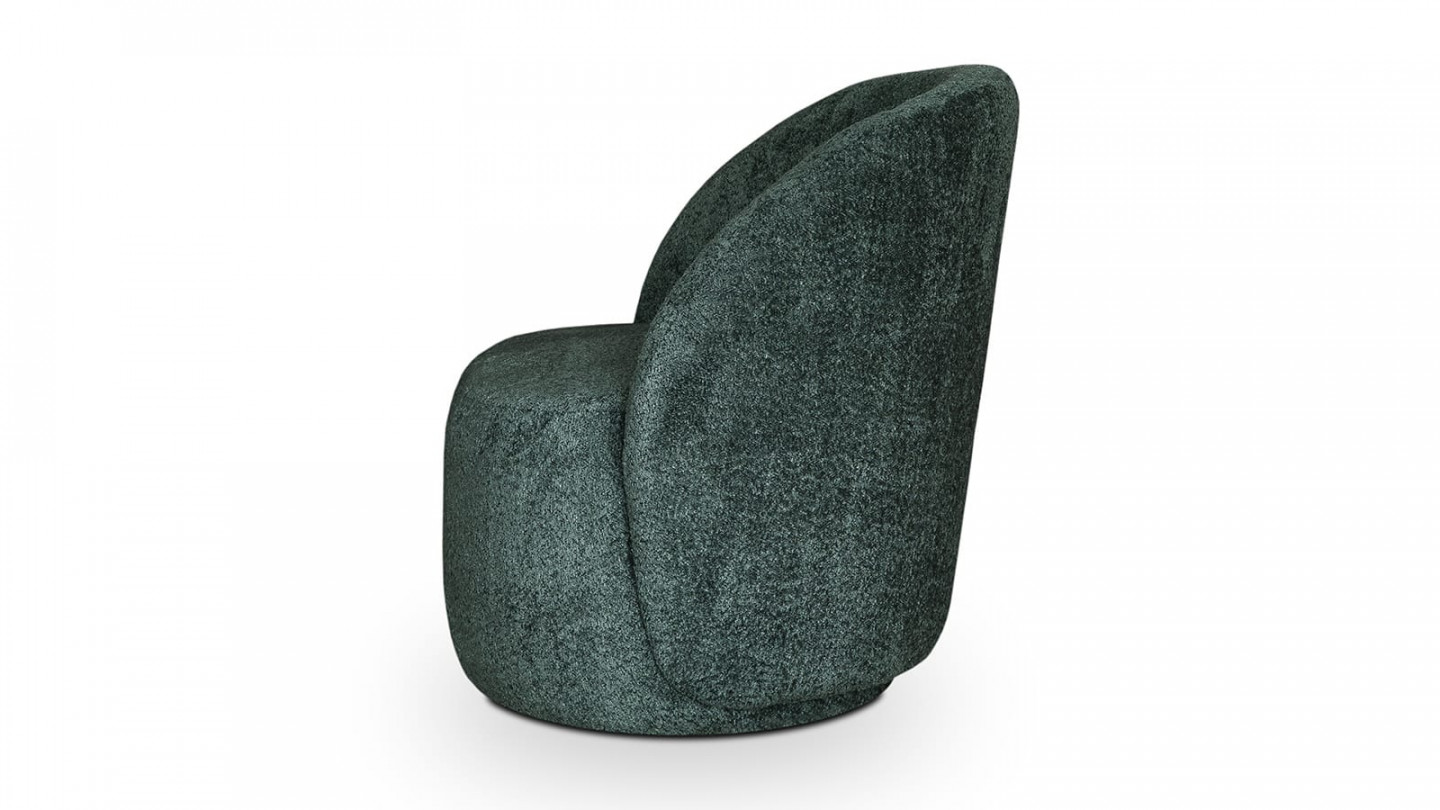 Fauteuil en tissu bouclette vert foncé - Rondo