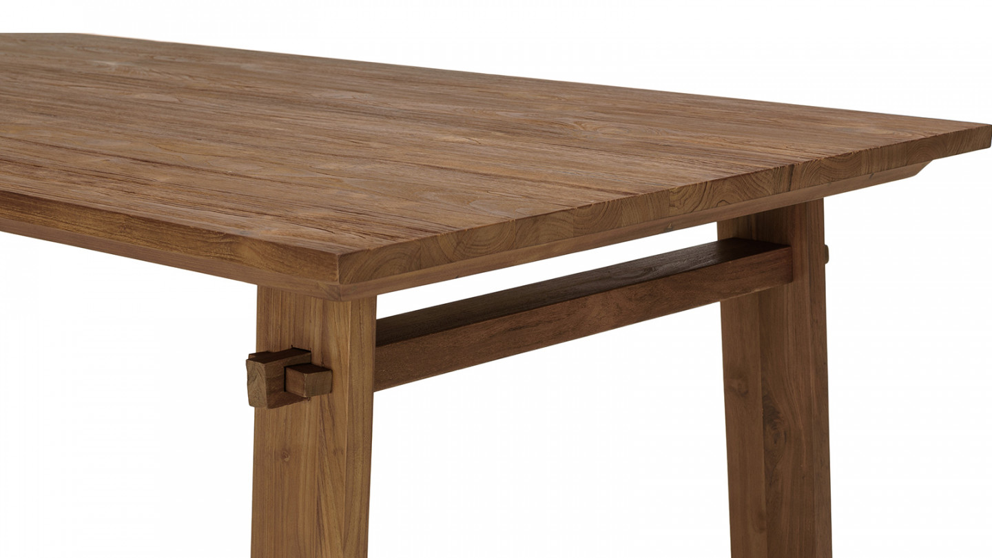 Table à manger rectangulaire 220x90cm en bois de teck recyclé SIXTINE