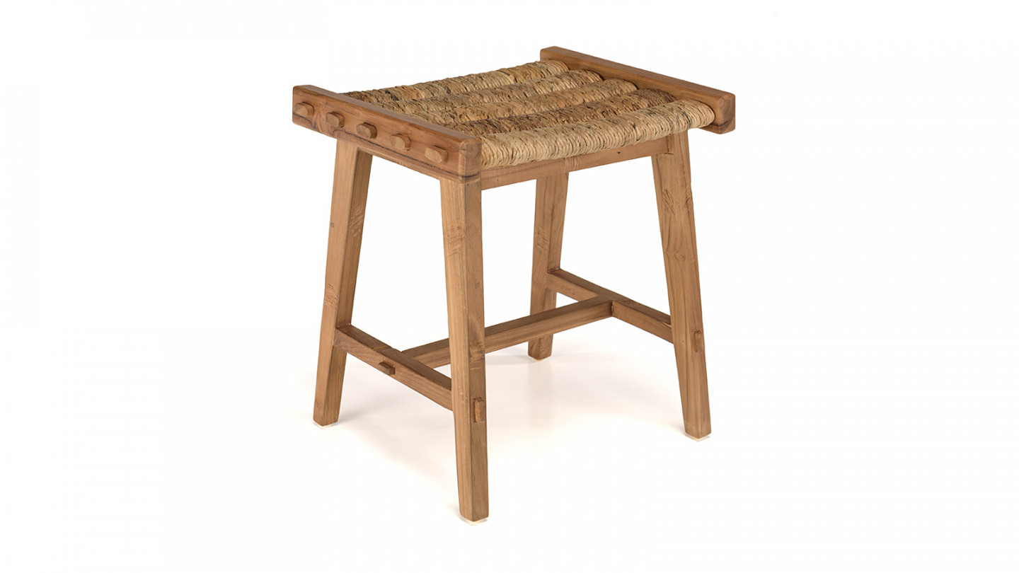 Tabouret assise en tissage d'abaca naturel SIXTINE