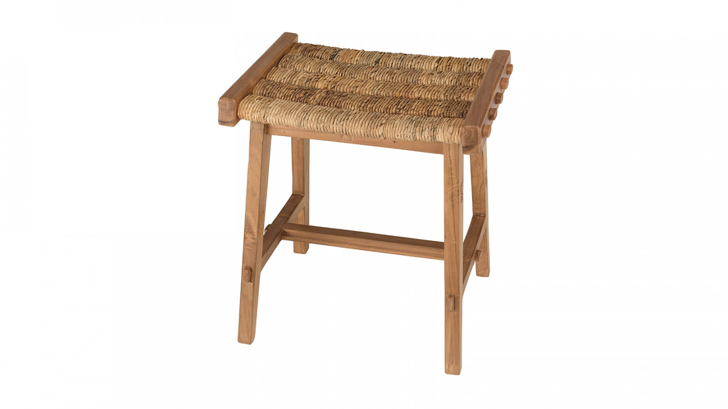 Tabouret assise en tissage d'abaca naturel SIXTINE