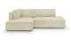 Canapé d'angle à gauche convertible 3 places avec coffre de rangement en velours côtelé beige - Barani