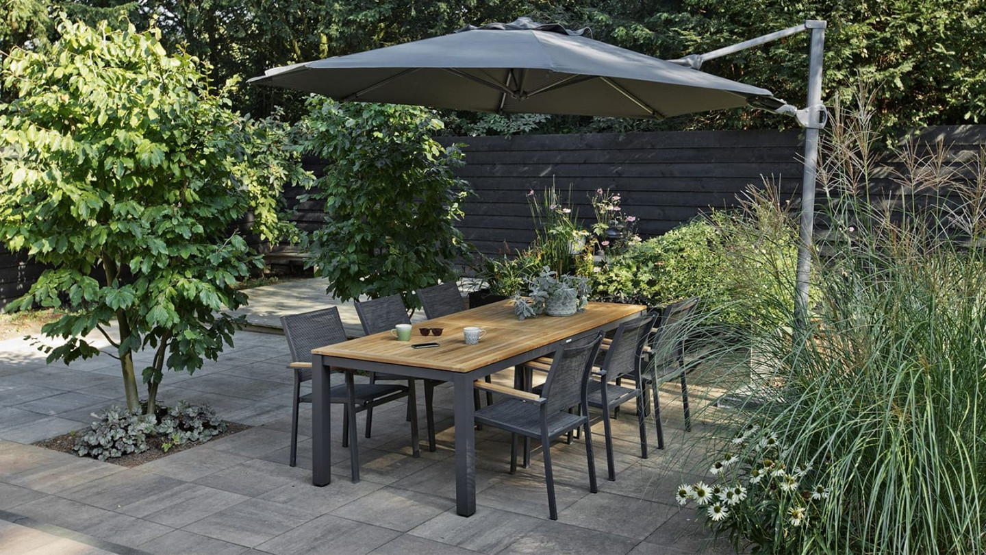 Parasol rond pivotant 350cm gris anthracite - Romo