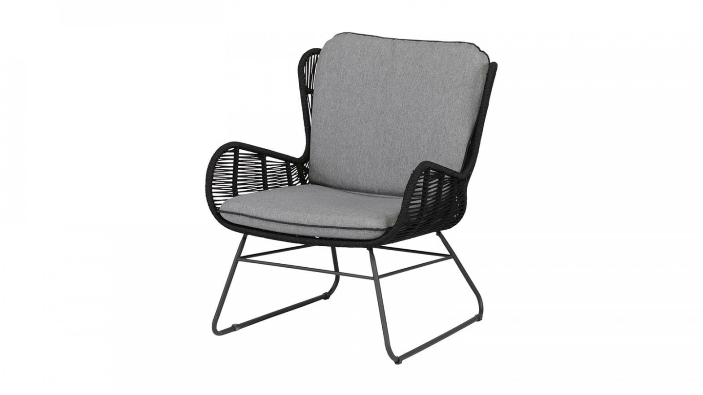 Fauteuil de jardin en cordage anthracite - Grace