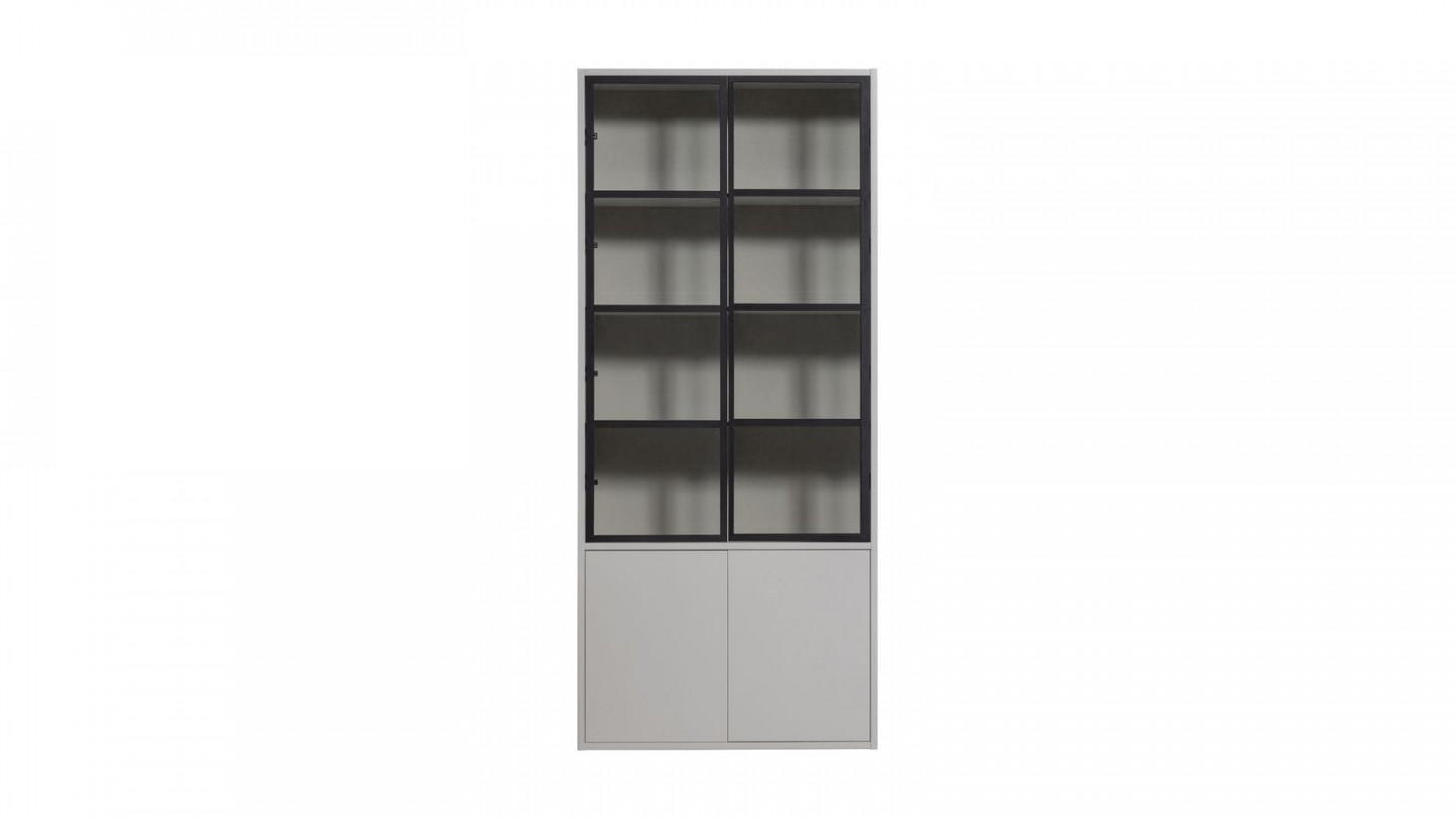 Vitrine en pin couleur blanc brouillard - Basic