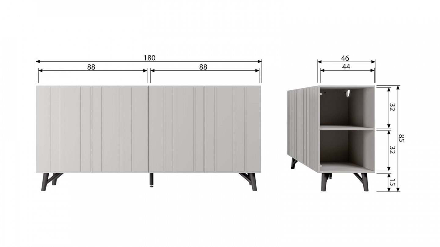 Buffet en pin blanc brumeux 181 cm - Miller