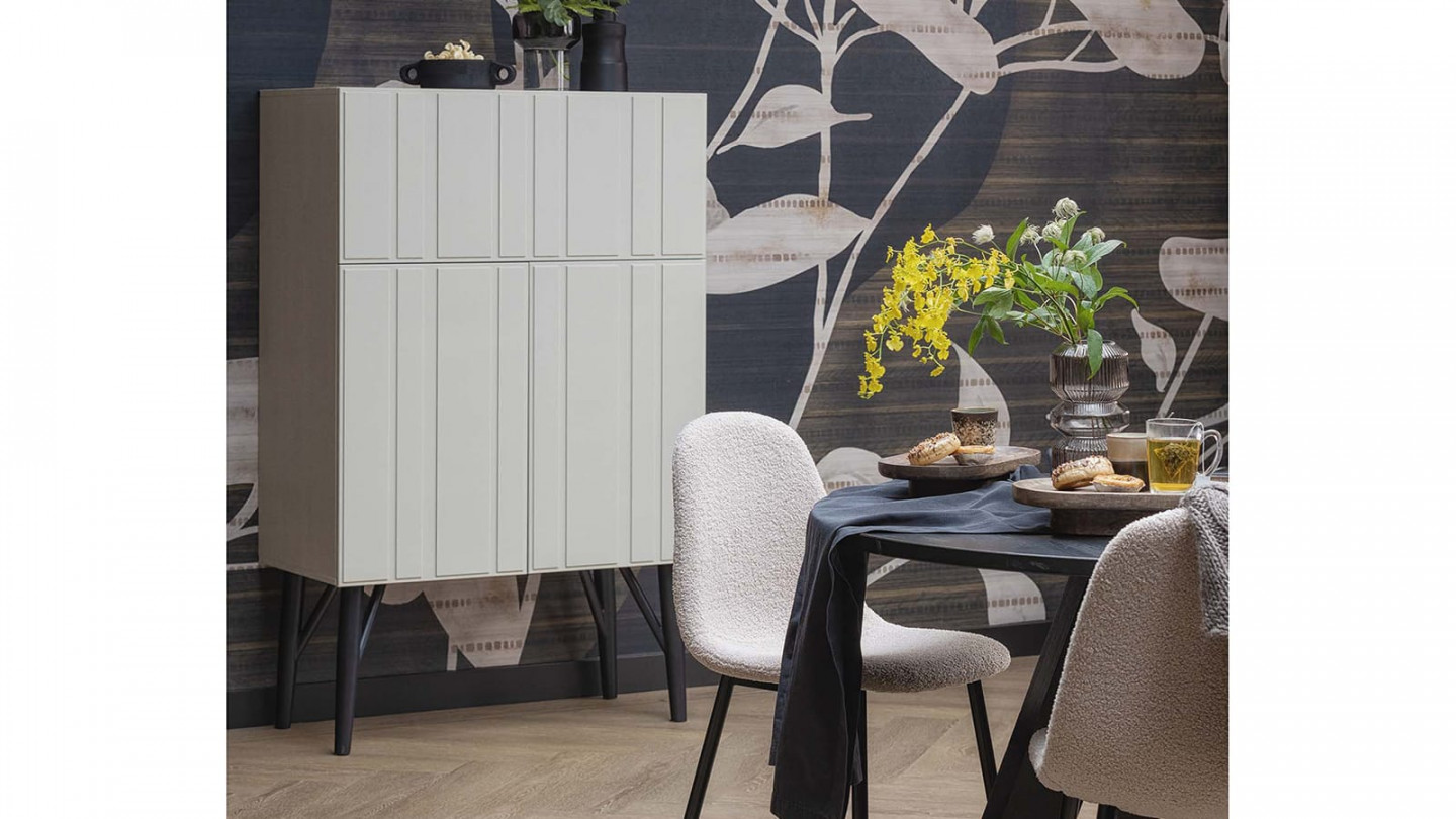 Buffet haut en pin blanc brumeux 90 cm - Miller