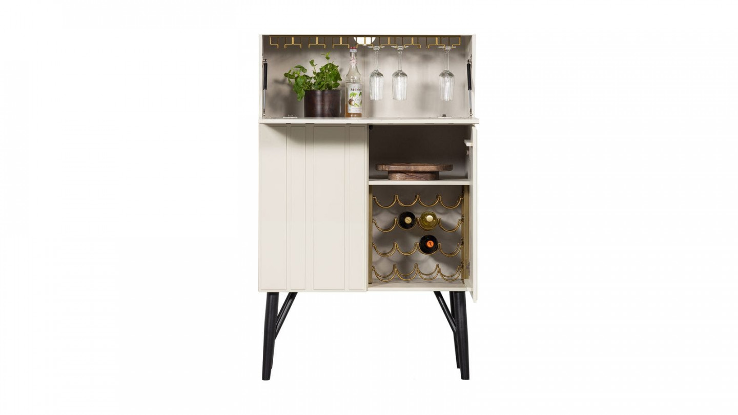 Buffet haut en pin blanc brumeux 90 cm - Miller