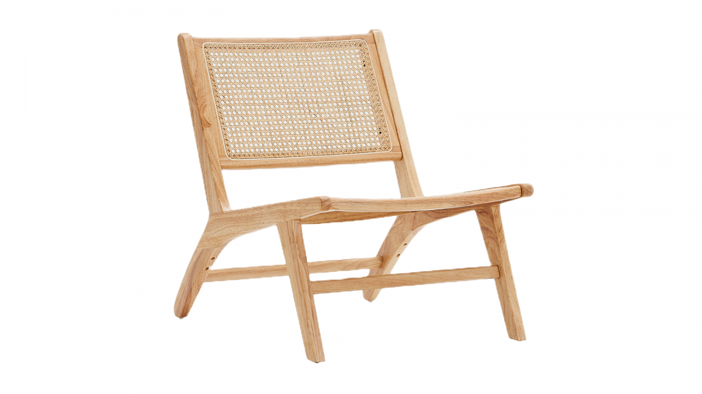 Fauteuil lounge en bois massif et rotin - Zuma