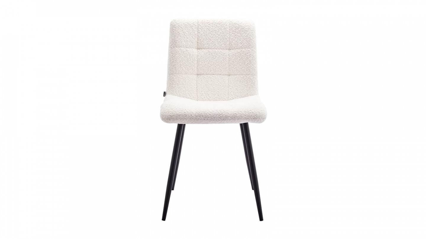 Lot de 2 chaises en tissu bouclette beige, piètement noir - Iggy