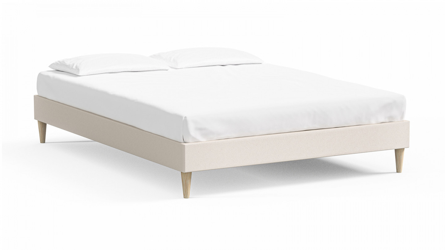 Lit adulte 180x200 en velours beige - Dina