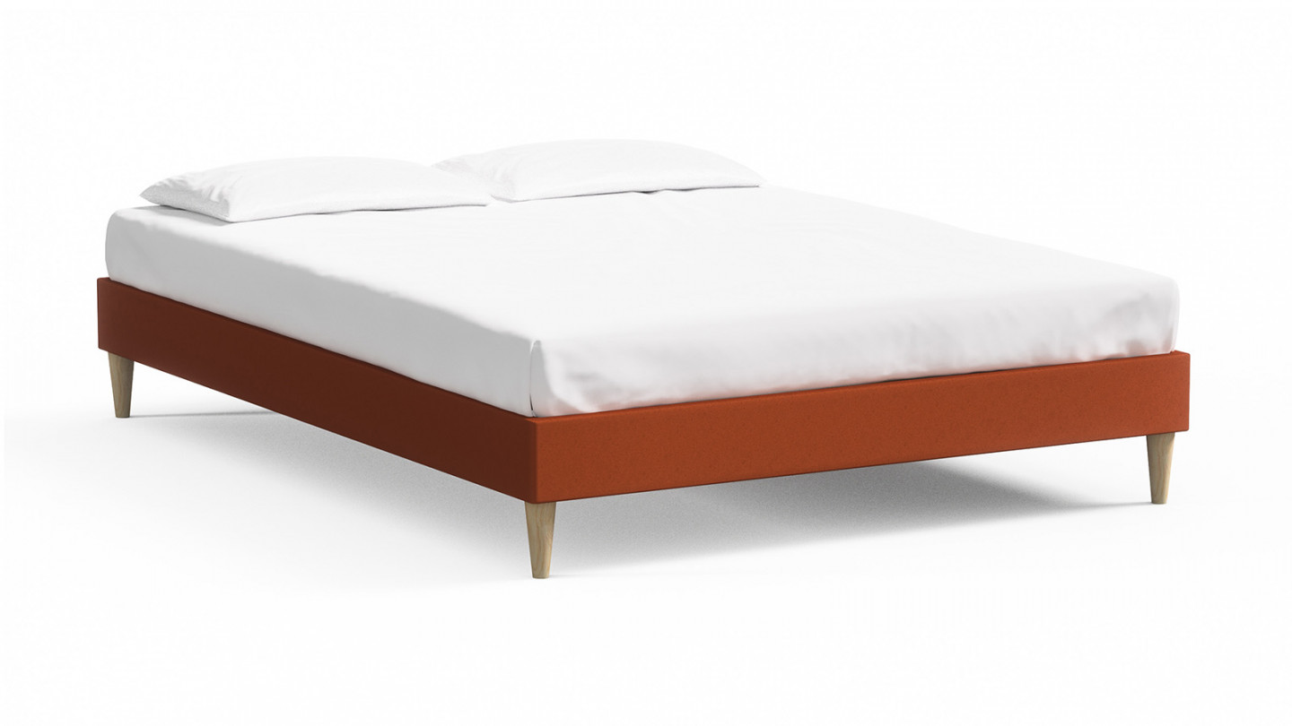 Lit adulte 160x200 en velours rouille - Dina