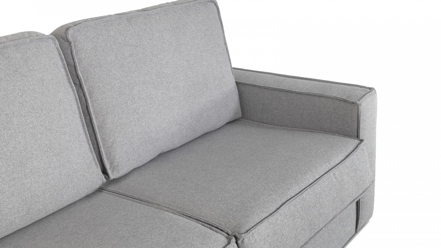  Canapé convertible 3 places en tissu gris chiné - Ouverture express - Couchage quotidien - Matelas HD 140 x 190 - Mattia