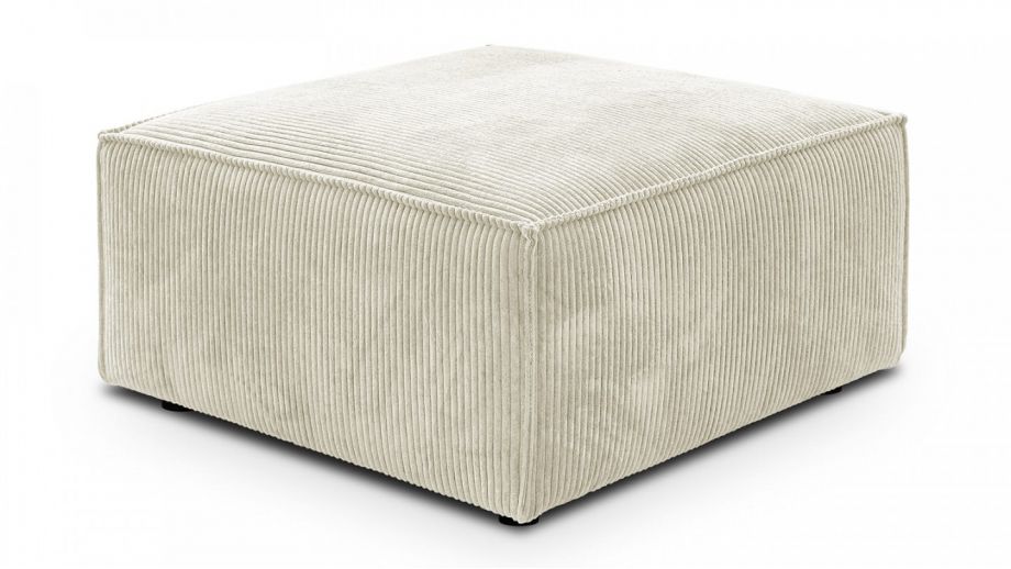 Pouf en velours côtelé beige - Livia