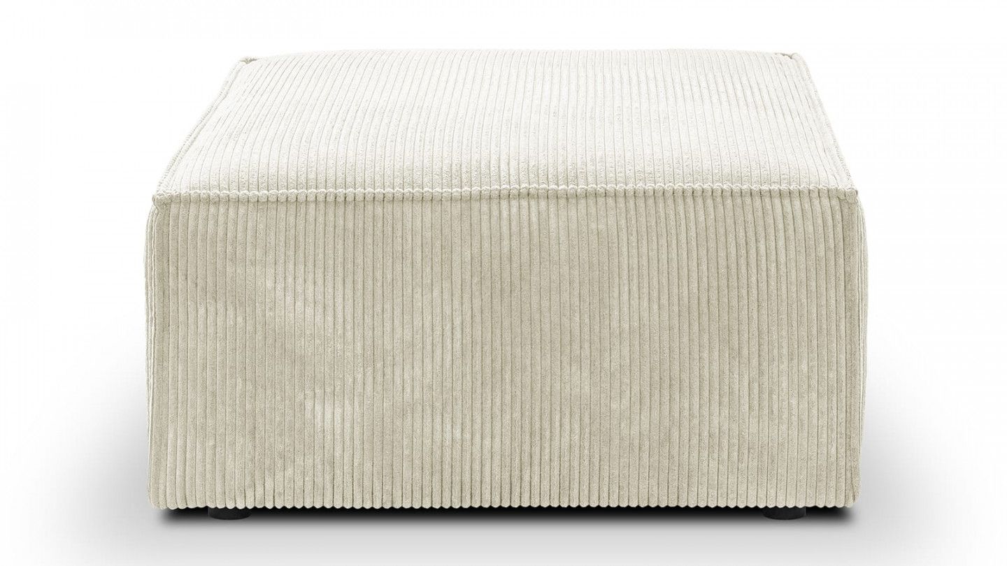 Pouf en velours côtelé beige - Livia