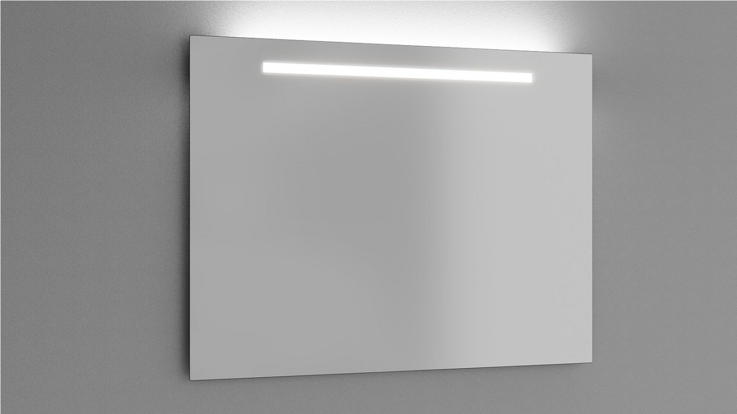 Meuble de salle de bains 90 cm Tropical - 2 tiroirs - simple vasque + miroir + demi-colonne ouverture à droite - Loft