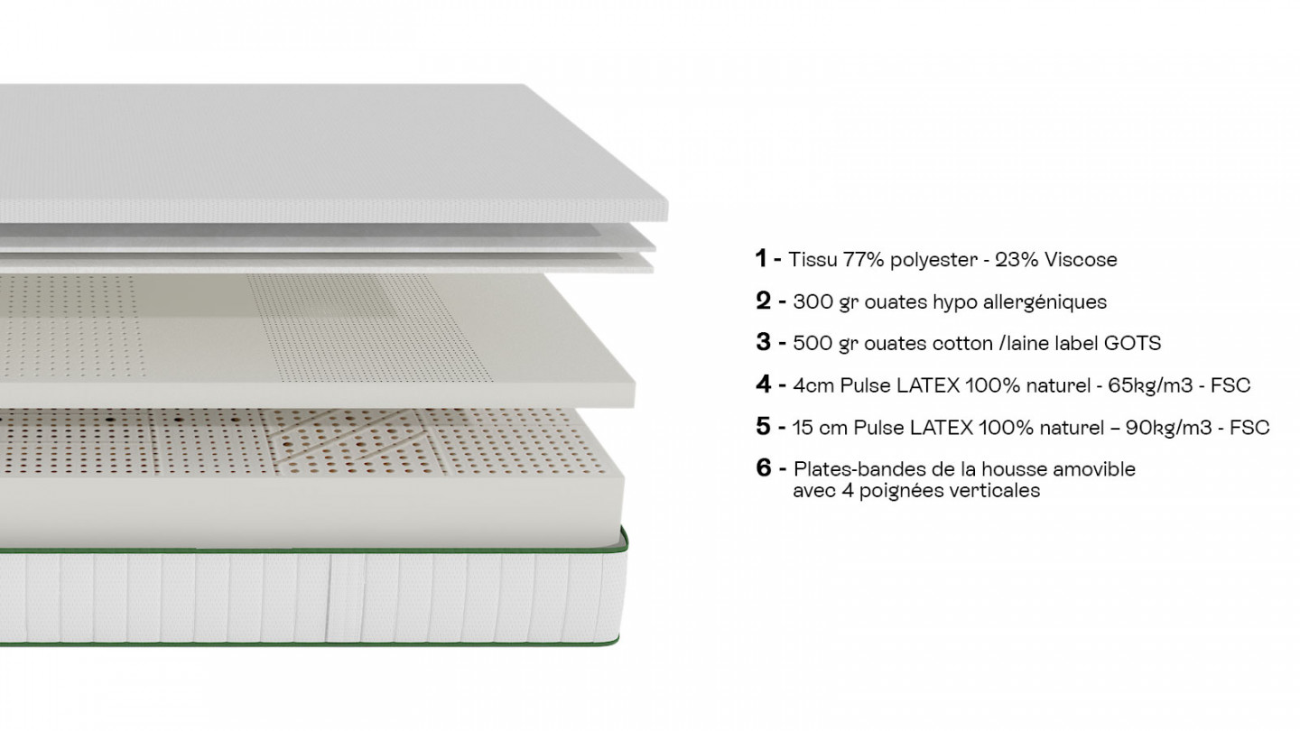 Matelas Latex naturel 140x190 cm - 22 cm d'épaisseur - Latex Luxury - Hbedding