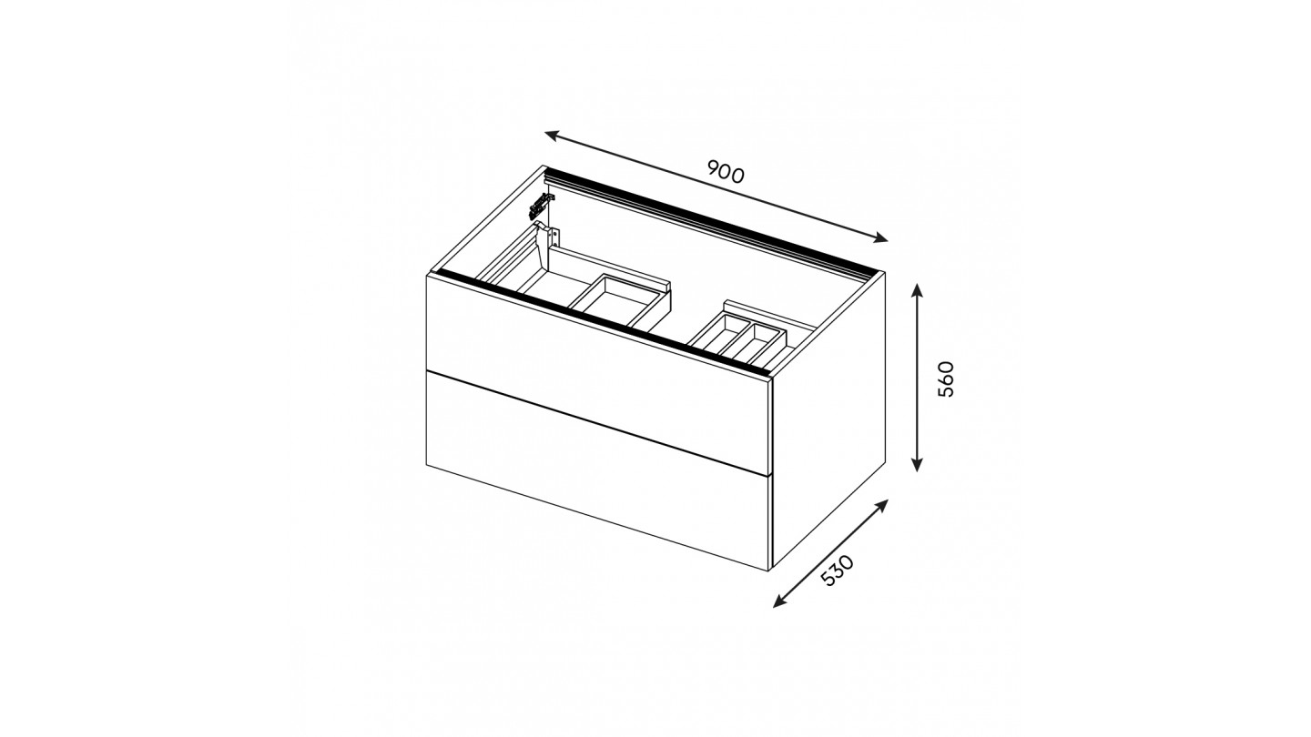 Meuble de salle de bains 90 cm Abricot - 2 tiroirs - simple vasque + miroir + demi-colonne ouverture à gauche - Loft