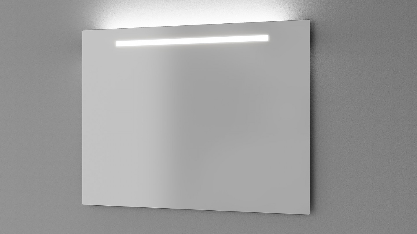 Meuble de salle de bains 90 cm Béton taloché - 1 tiroir - simple vasque + miroir + demi-colonne ouverture à gauche - Loft