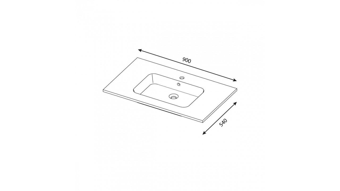 Meuble de salle de bain suspendu vasque intégrée 90cm 1 tiroir Noir + miroir - Loft