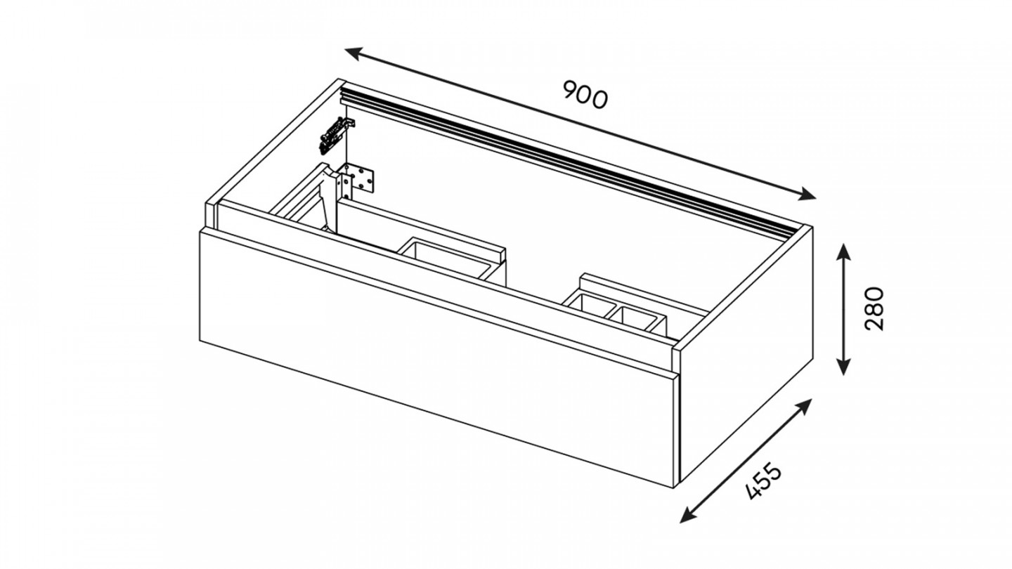 Meuble de salle de bain suspendu vasque intégrée 90cm 1 tiroir Bleu + miroir - Rivage