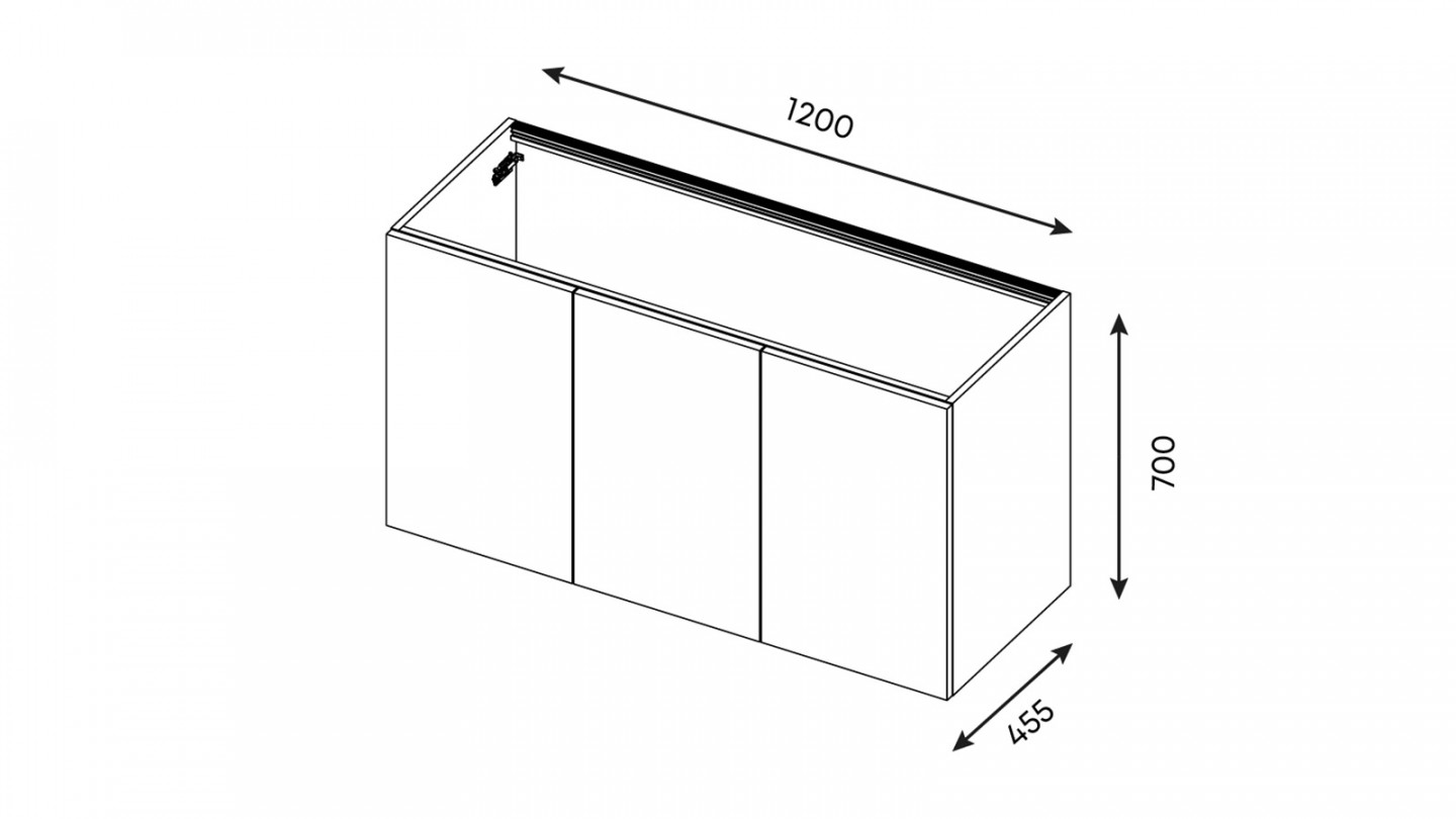 Meuble de salle de bain suspendu avec pieds double vasque intégrée 120cm 3 portes Abricot + miroir - Chango