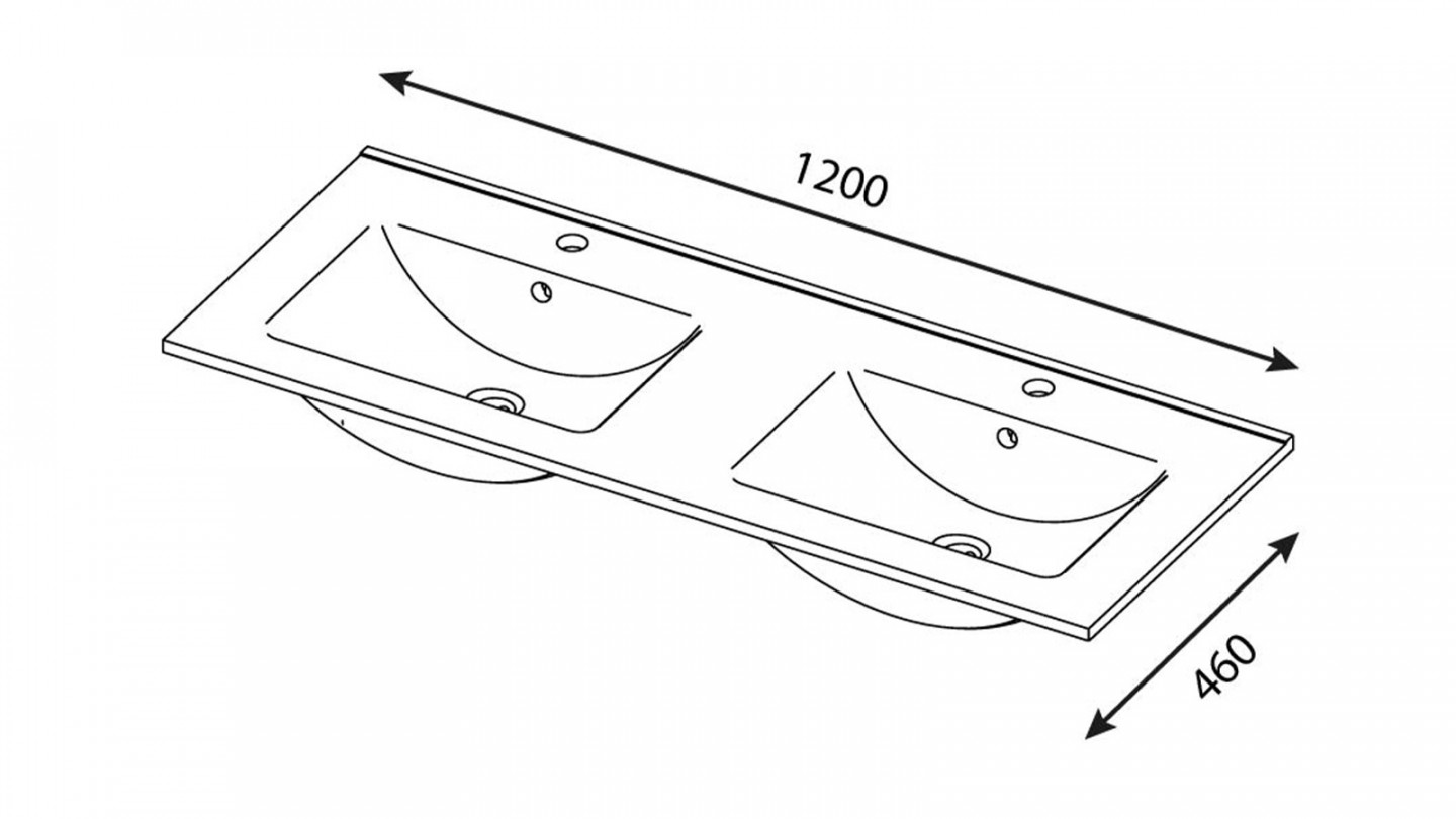 Meuble de salle de bain suspendu avec pieds double vasque intégrée 120cm 2 tiroirs Chêne clair - Chango