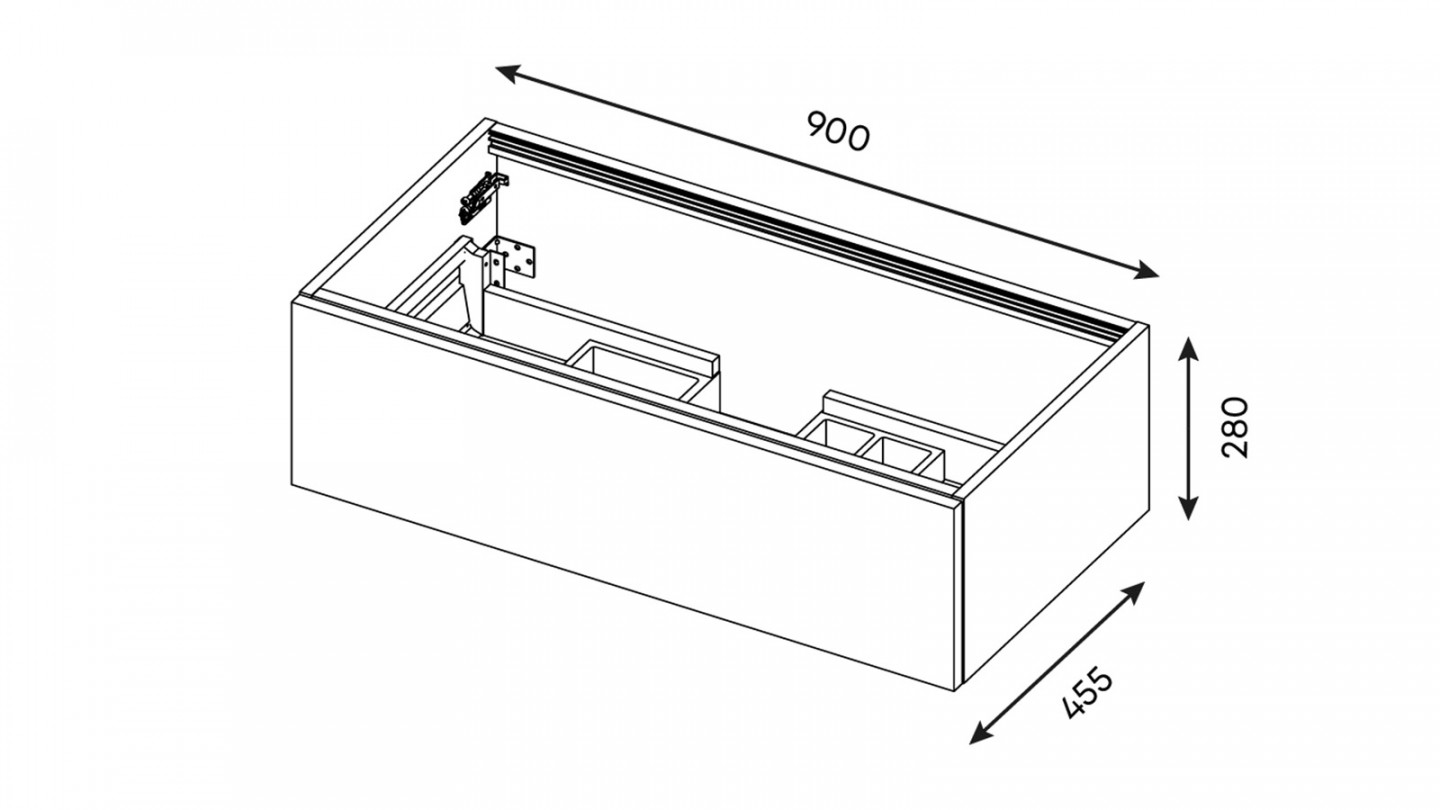 Meuble de salle de bain suspendu vasque à poser 90cm 1 tiroir Abricot + miroir + colonne ouverture droite - Osmose