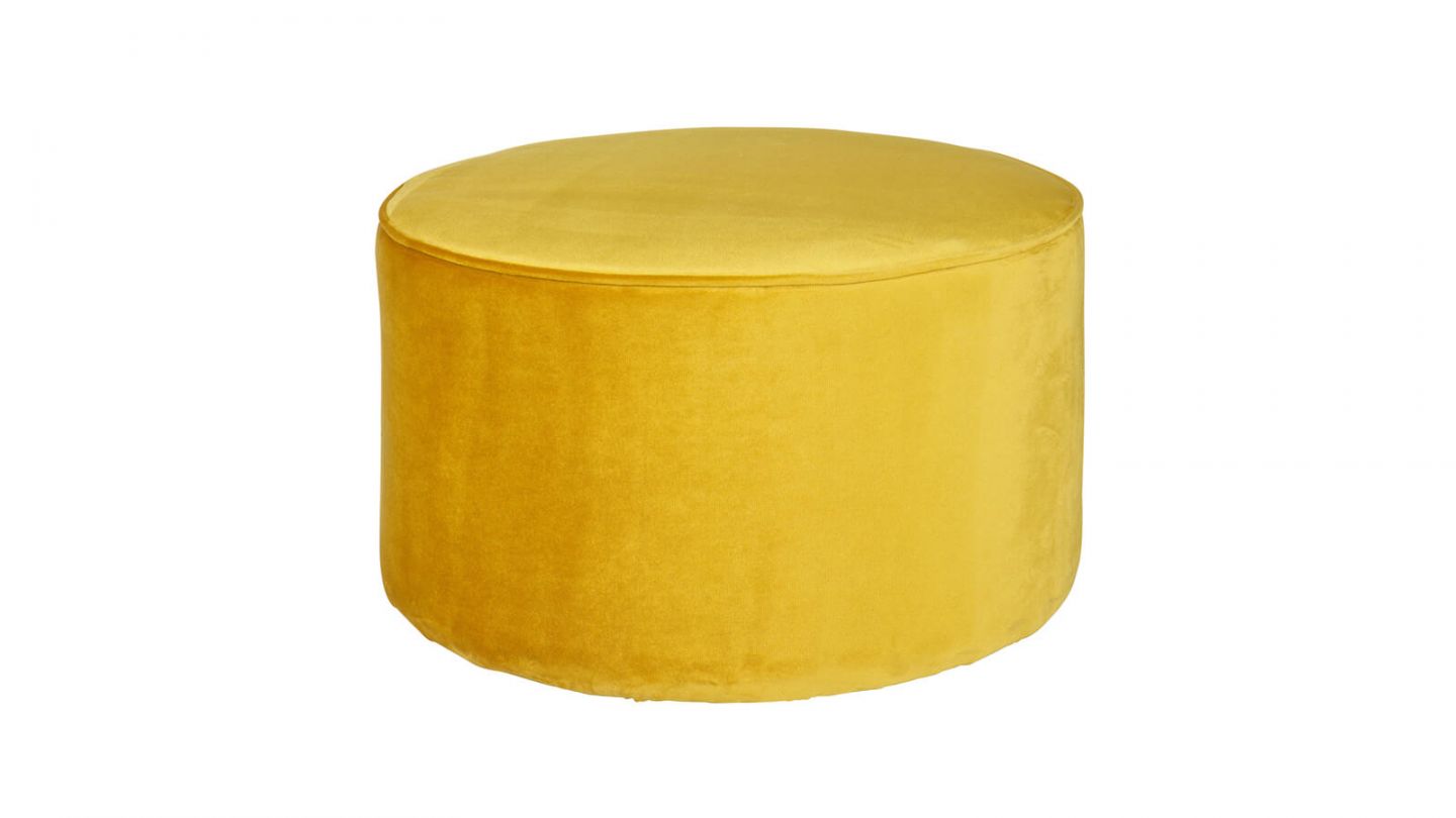 Pouf bas rond en Velours ocre – Collection Sara – Woood