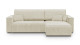 Canapé d'angle convertible réversible 4 places avec coffre de rangement en velours fines côtes beige - Livia